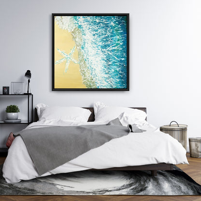 Contemporary Turquoise Seastar Canvas - Home Decor Artwork