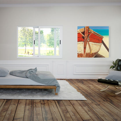 Boat Bedroom Blue Canvas | Tied Up Rowing Boat Decor