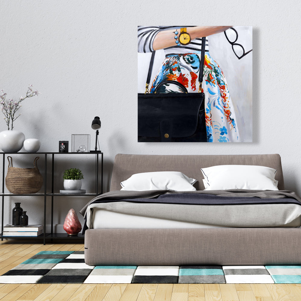 Toile représentant une femme à la mode – Décoration murale élégante pour chambre à coucher