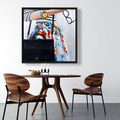 Fashionable Woman with Glasses Framed Canvas | Bedroom Decor