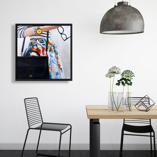 Fashionable Woman with Glasses Framed Canvas | Bedroom Decor