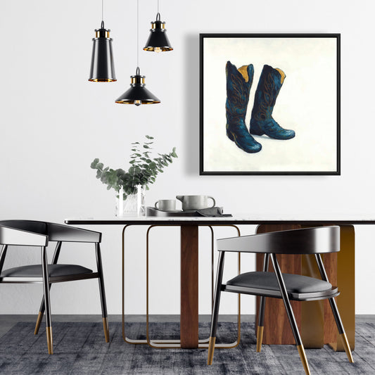 Leather Cowboy Boots Canvas | Western Shoes Bedroom Decor
