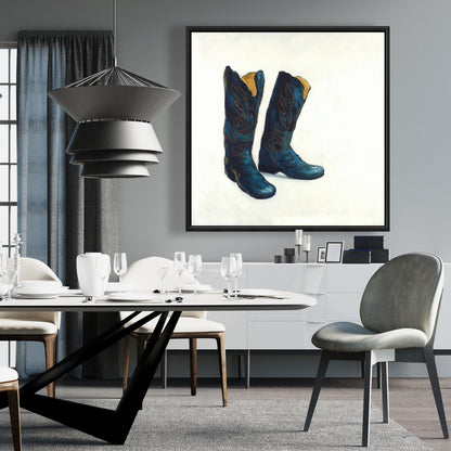Leather Cowboy Boots Canvas | Western Shoes Bedroom Decor