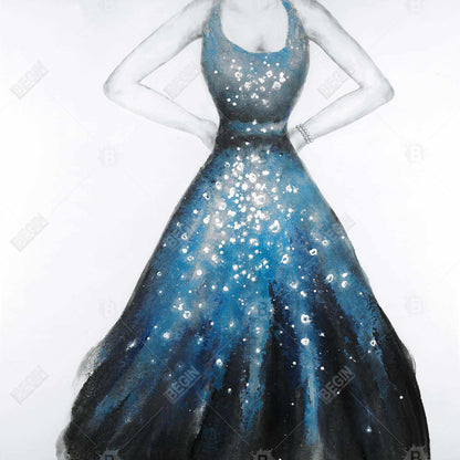 Blue Princess Dress Canvas | Fashion Art Home Decor