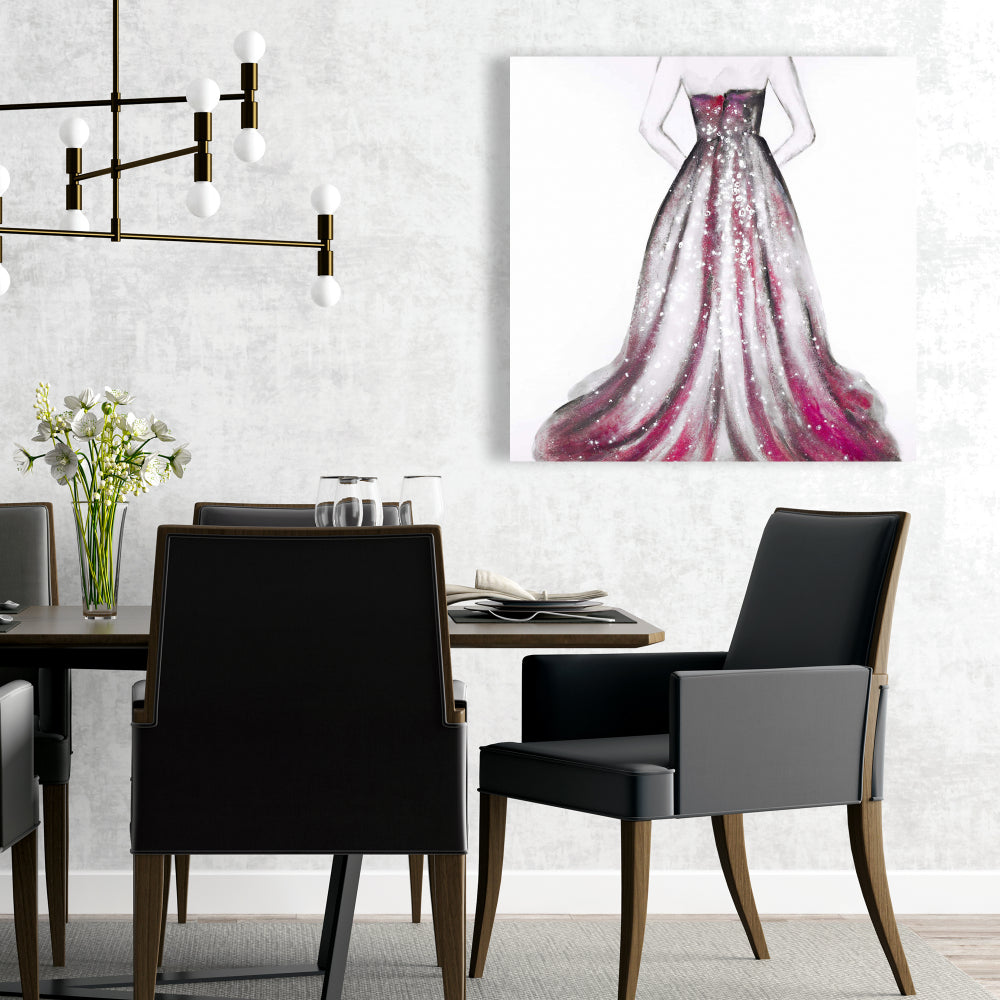 Pink Princess Dress Canvas - Bedroom Fashion Decor Wall Art