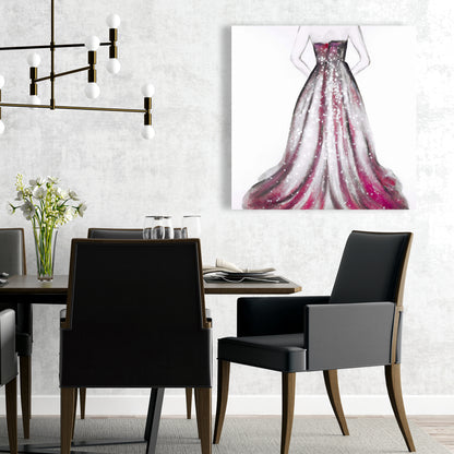 Pink Princess Dress Canvas - Bedroom Fashion Decor Wall Art