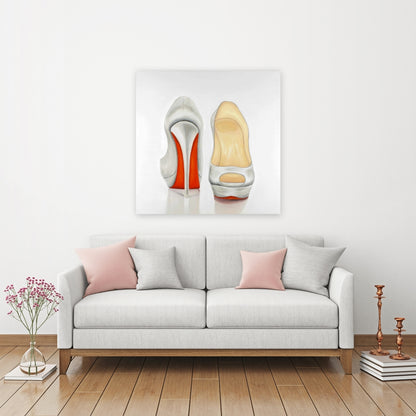 Red and White Pumps Canvas Art | Fashion Shoes Home Decor