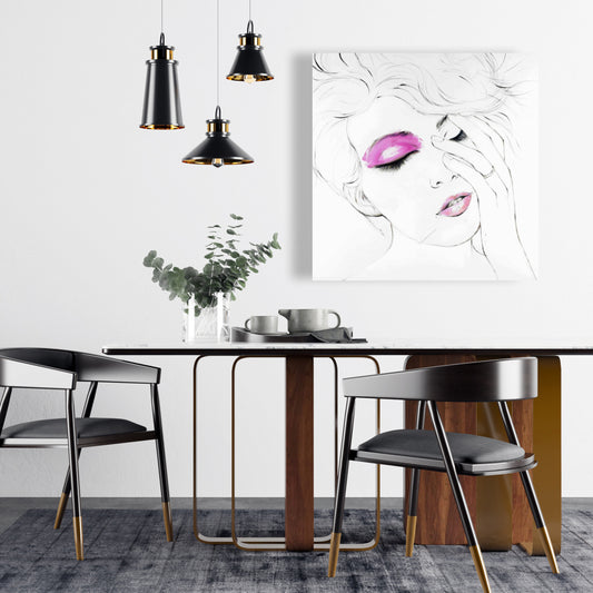 Toile de maquillage rose – Décoration intérieure contemporaine et blanche