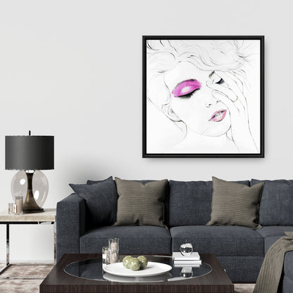 Pink Makeup Canvas | White Frame Wall Art for Home Decor