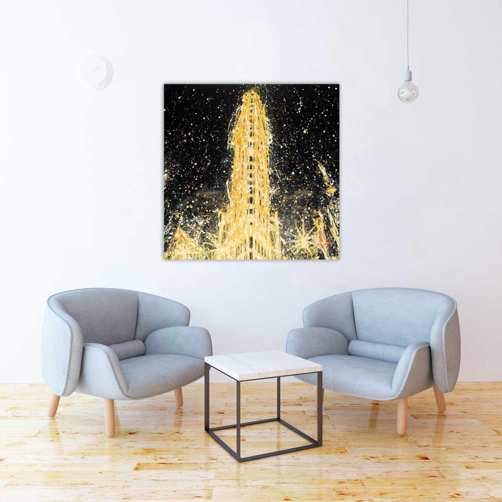 Abstract Flatiron Building Canvas | Contemporary Bedroom Decor