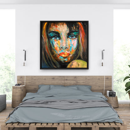 Colorful Woman Portrait Canvas | Figurative Beauty Home Decor