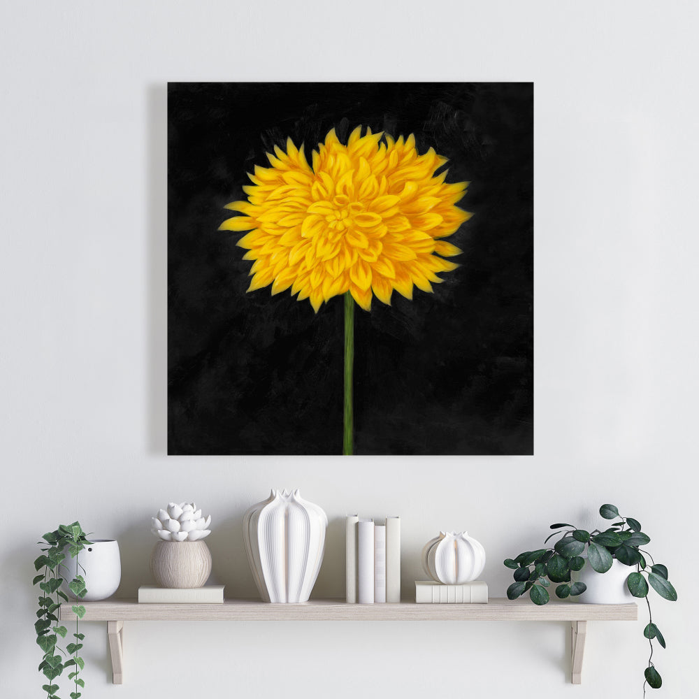 Toile chrysanthème jaune | Décoration de chambre florale et botanique