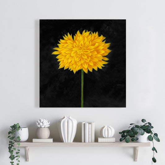 Yellow Chrysanthemum Canvas | Floral Botanical Bedroom Decor