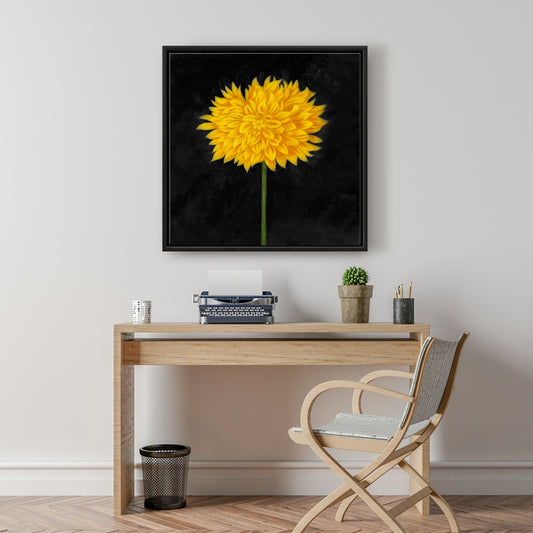 Yellow Chrysanthemum Rustic Botanical Canvas | Home Decor Art