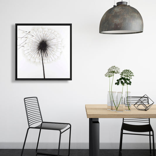 Silhouette of Dandelion | Monochrome Botanical Canvas Decor