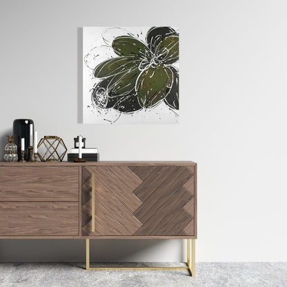 Green Flower Canvas | Floral Botanical Wall Art for Bedroom