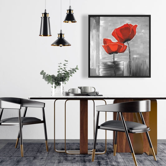 Two Red Flowers Canvas | Botanical Floral Home Decor Art