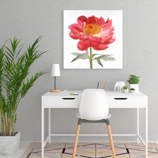 Toile botanique Pivoine rose | Décoration de chambre contemporaine