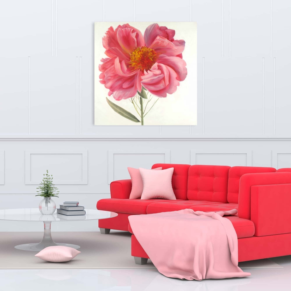 Pink Peony Flower Canvas | Botanical Home Decor Wall Art