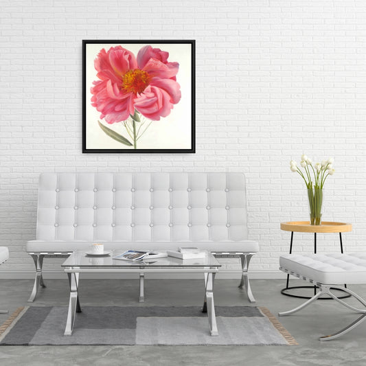 Pink Peony Flower Canvas | Botanical Home Decor - Framed Art