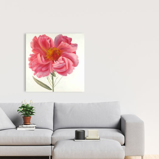 Toile de pivoine rose | Décoration murale botanique