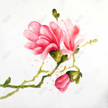 Toile encadrée Fleurs de magnolia rose | Décoration botanique pour chambre