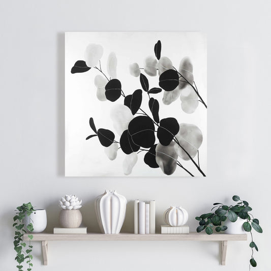 Minimalist Grayscale Branches Canvas - Floral Bedroom Decor