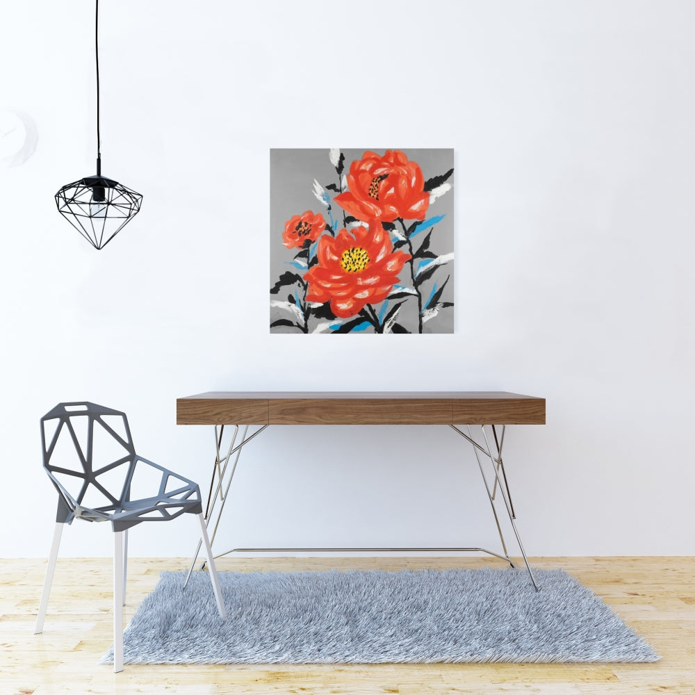 Three Pink Flowers Canvas - Botanical Floral Home Decor Art