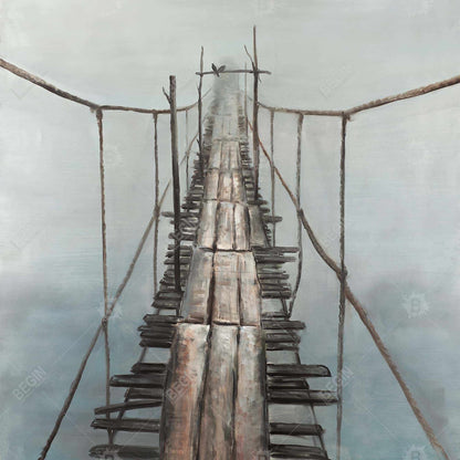 Old Abandoned Bridge Brown Canvas | Bedroom Wall Art Decor