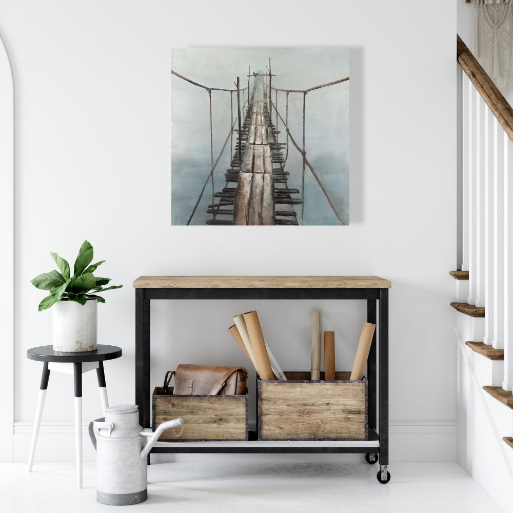 Old Abandoned Bridge Brown Canvas | Bedroom Wall Art Decor