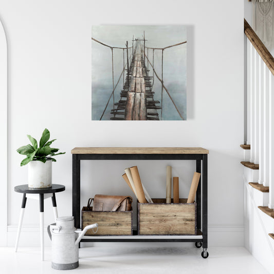 Old Abandoned Bridge Brown Canvas | Bedroom Wall Art Decor