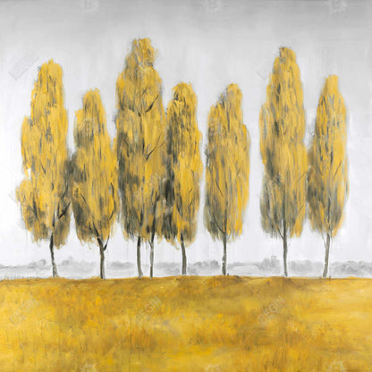 Abstract Yellow Trees Canvas - Contemporary Bedroom Decor