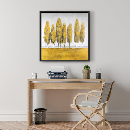 Abstract Yellow Trees Canvas - Contemporary Bedroom Decor