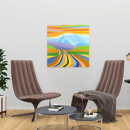Mountain Road Multicolored Canvas - Landscapes Bedroom Decor