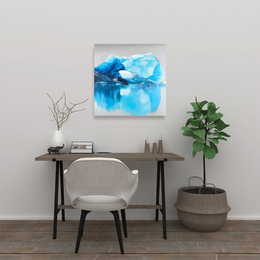 Iceland Icebergs Canvas - Coastal Blue Scenic Home Decor