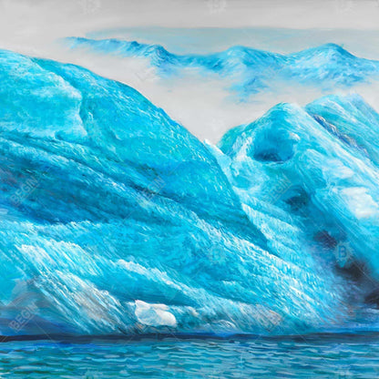 Blue Coastal Canvas | Icebergs Framed Art for Home Decor