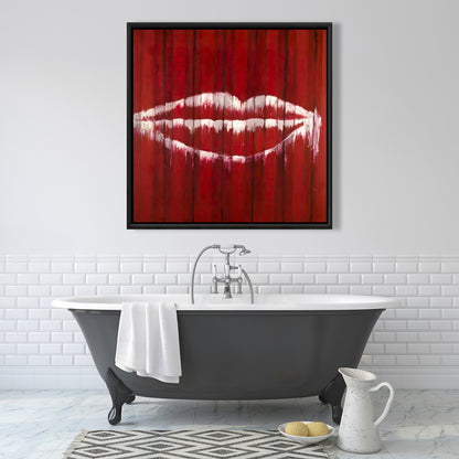 White Beauty Framed Canvas | Graffiti Mouth Art for Home Decor