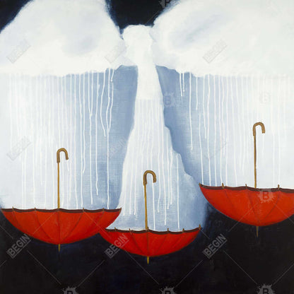 Upside Down Umbrellas Blue Canvas | Bedroom Decor Artwork