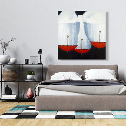 Upside Down Umbrellas Blue Canvas | Bedroom Decor Artwork