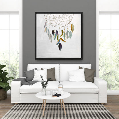 Dreamcatcher with Feathers - Bohemian Framed Canvas Decor