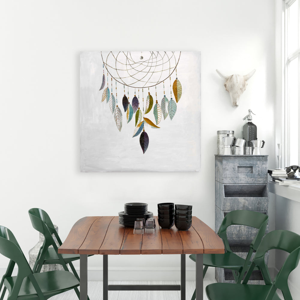 Dreamcatcher with Feathers Blue Bedroom Canvas | Home Decor