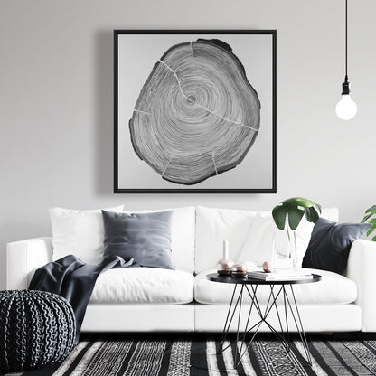 Grayscale Wood Log Framed Canvas | Trees Bedroom Decor