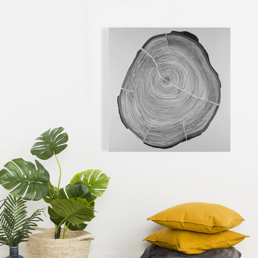 Grayscale Wood Log Canvas | Trees Gray Home Decor Wall Art