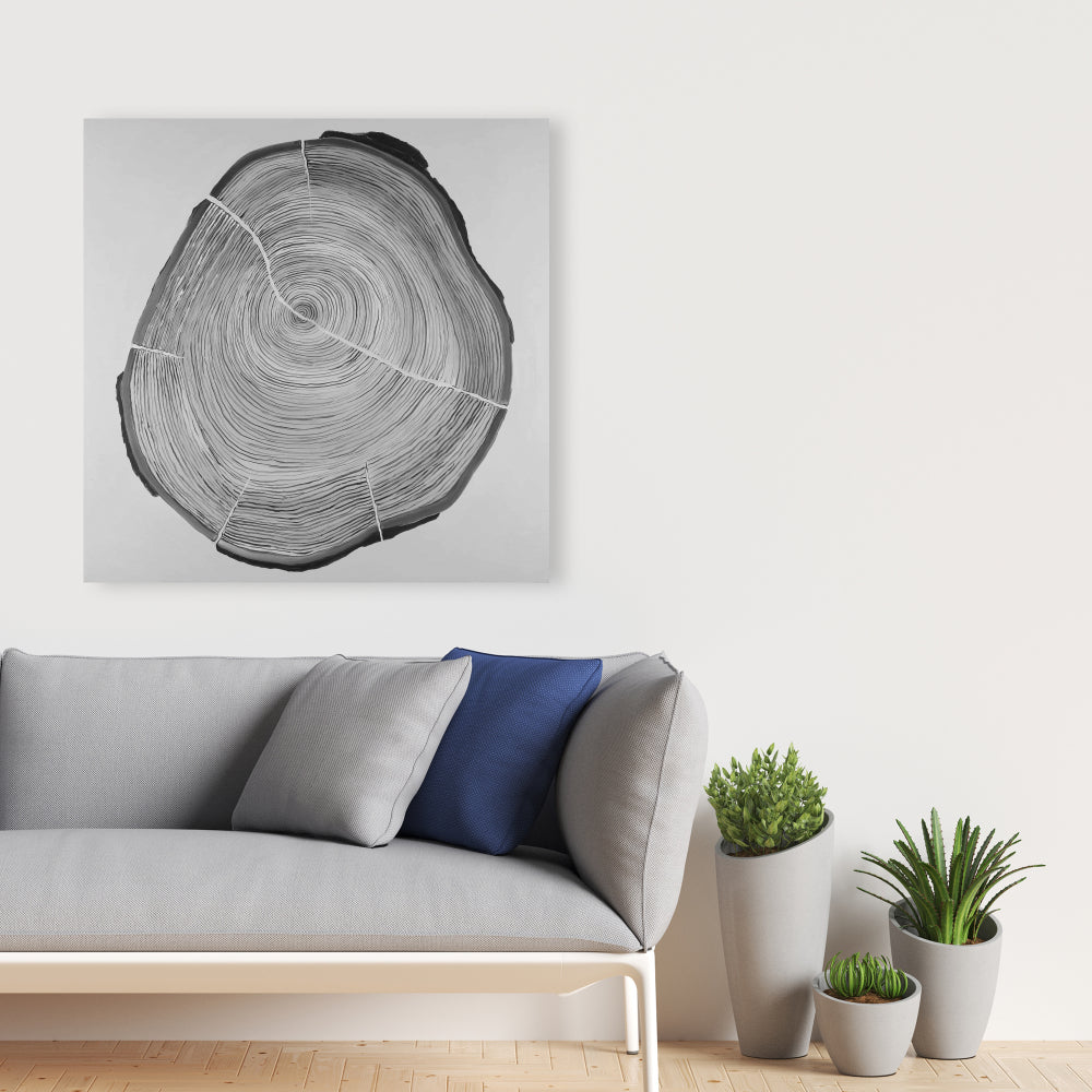 Grayscale Wood Log Canvas | Trees Gray Home Decor Wall Art