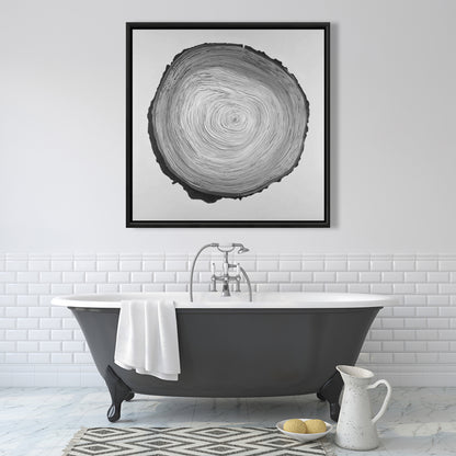 Gray Monochrome Trees Canvas - Grayscale Round Wood Log Decor