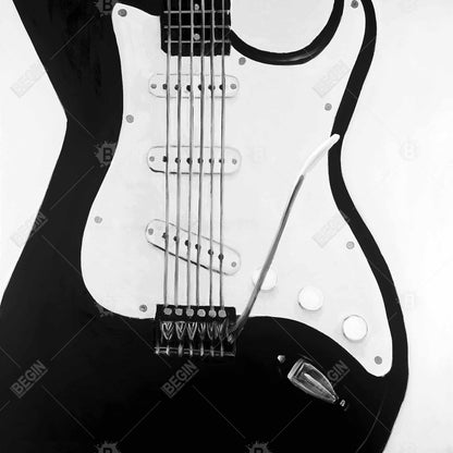Black Electric Guitar Canvas | White Hobbies Home Decor