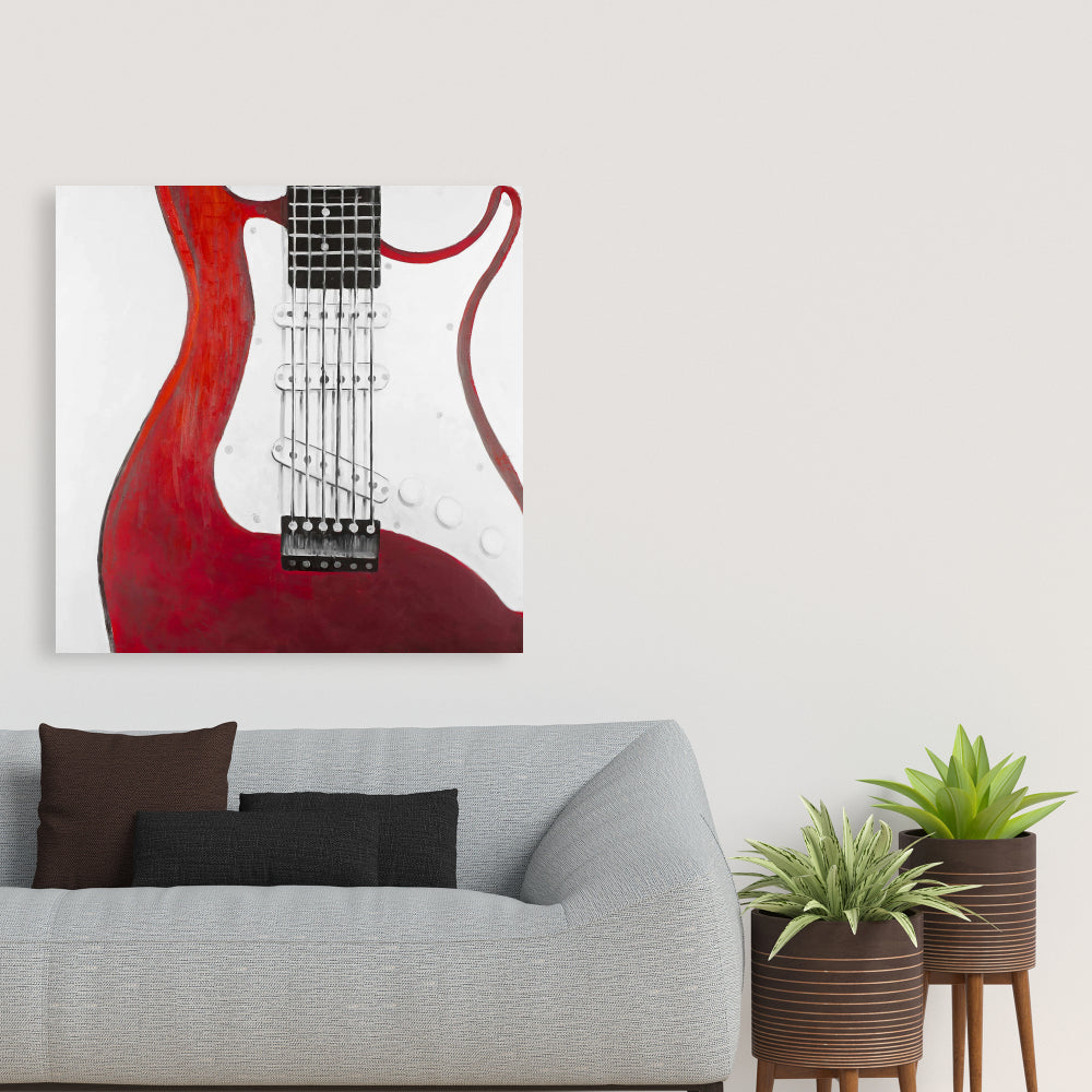 Red Electric Guitar Canvas - Musical Home Decor for Livingroom