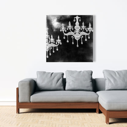 White Chandelier Canvas | Industrial Still Life Home Decor