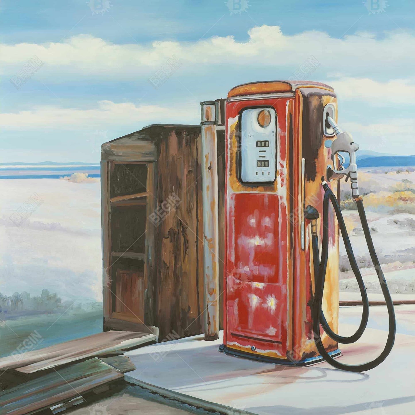 Old Gas Pump Canvas - Contemporary Still Life for Home Decor