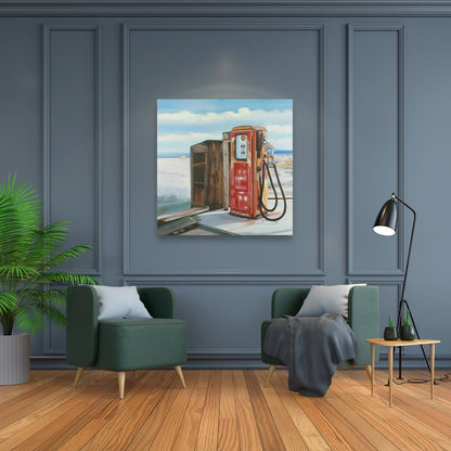 Old Gas Pump Canvas - Contemporary Still Life for Home Decor